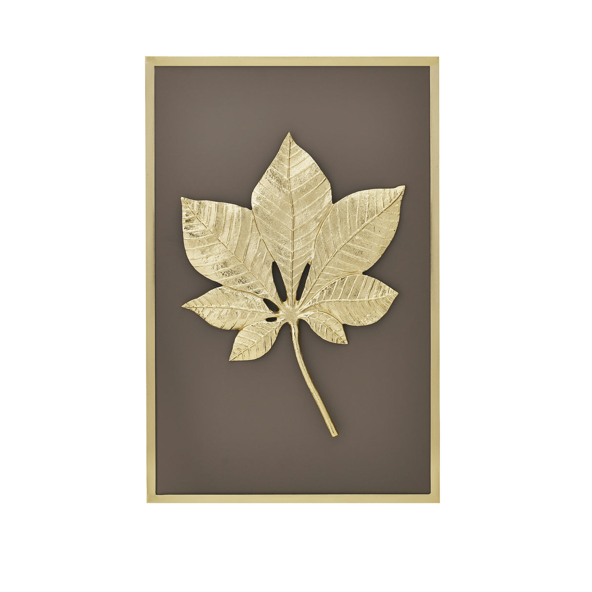 Maple Leaf Metal & MDF Wall Art (Gold & Brown)