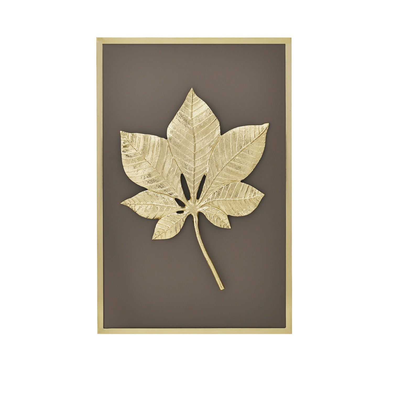 Maple Leaf Metal & MDF Wall Art (Gold & Brown)