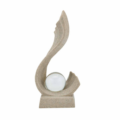 Wave Swirl with Crystal Sphere Table Décor Polyresin Showpiece- Sand Brown