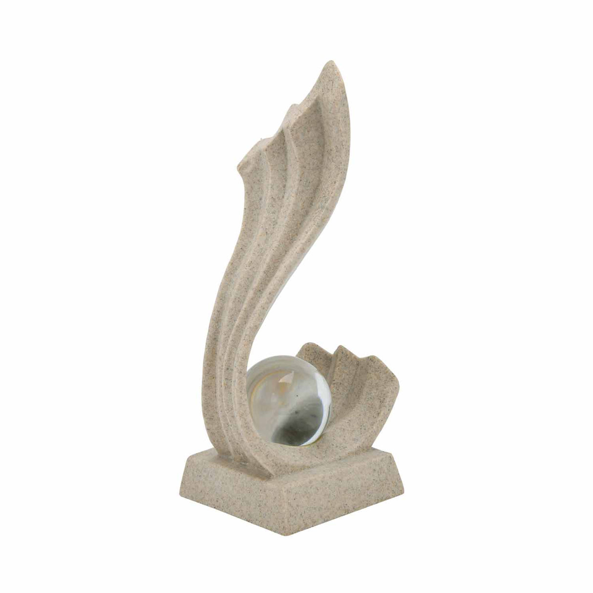 Wave Swirl with Crystal Sphere Table Décor Polyresin Showpiece- Sand Brown