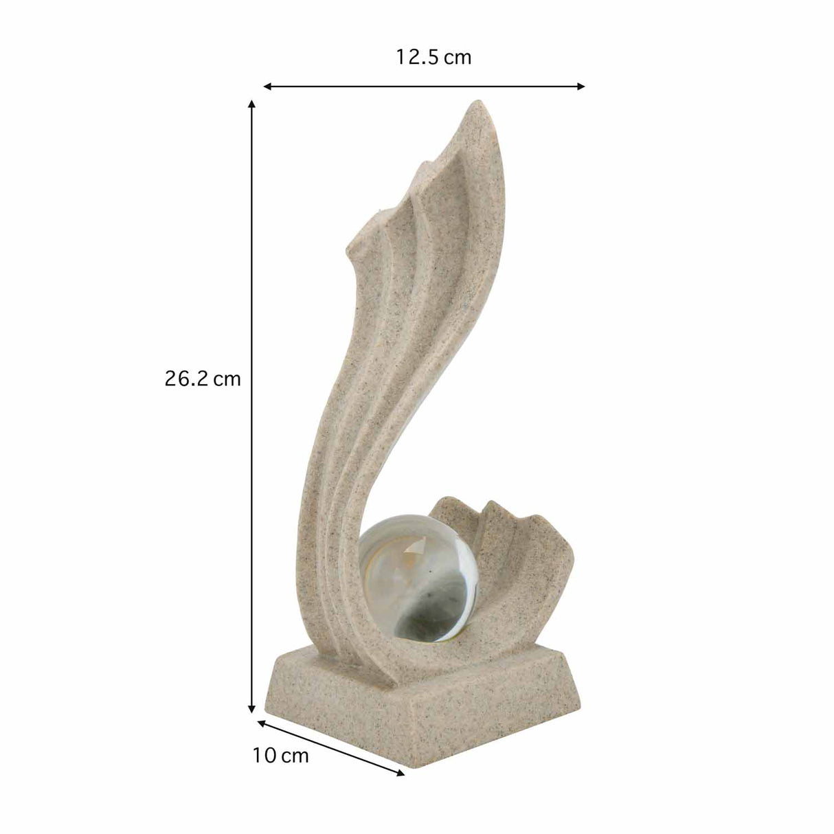 Wave Swirl with Crystal Sphere Table Décor Polyresin Showpiece- Sand Brown