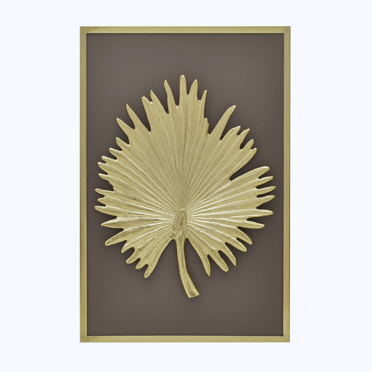 Gold and Brown pinnate leaf wall art décor in white background 2