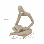 Abstract Human Reading Book Decorative Polyresin Showpiece- Sand Brown
