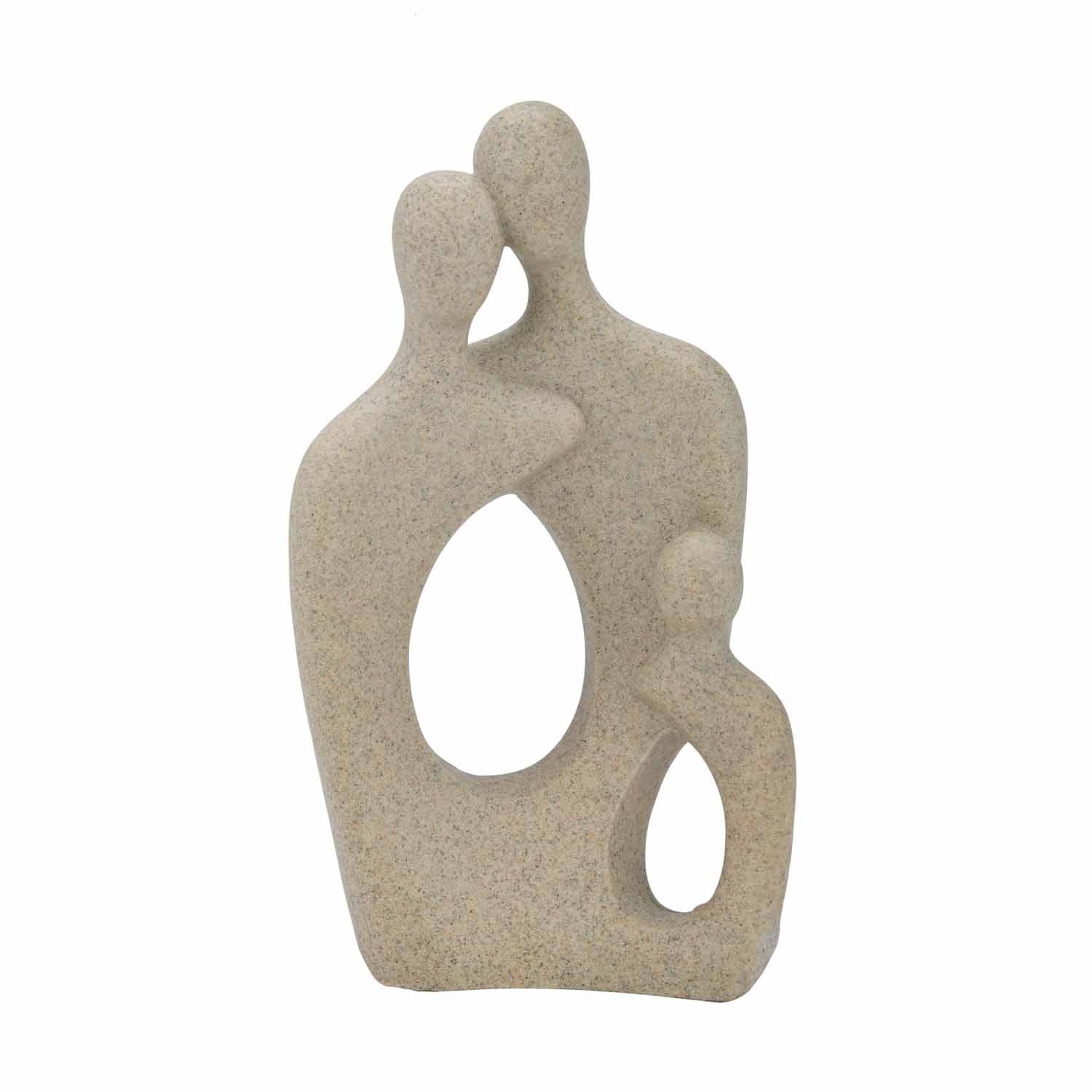 Family Trio Decorative Polyresin Showpiece- Sand Brown