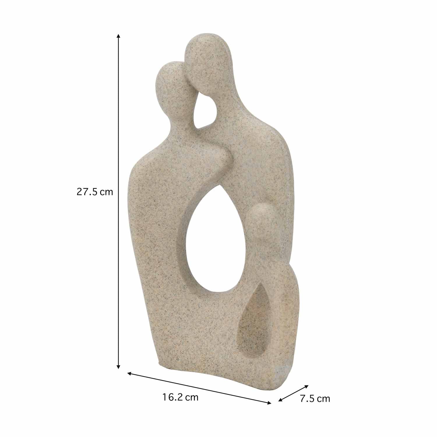 Family Trio Decorative Polyresin Showpiece- Sand Brown