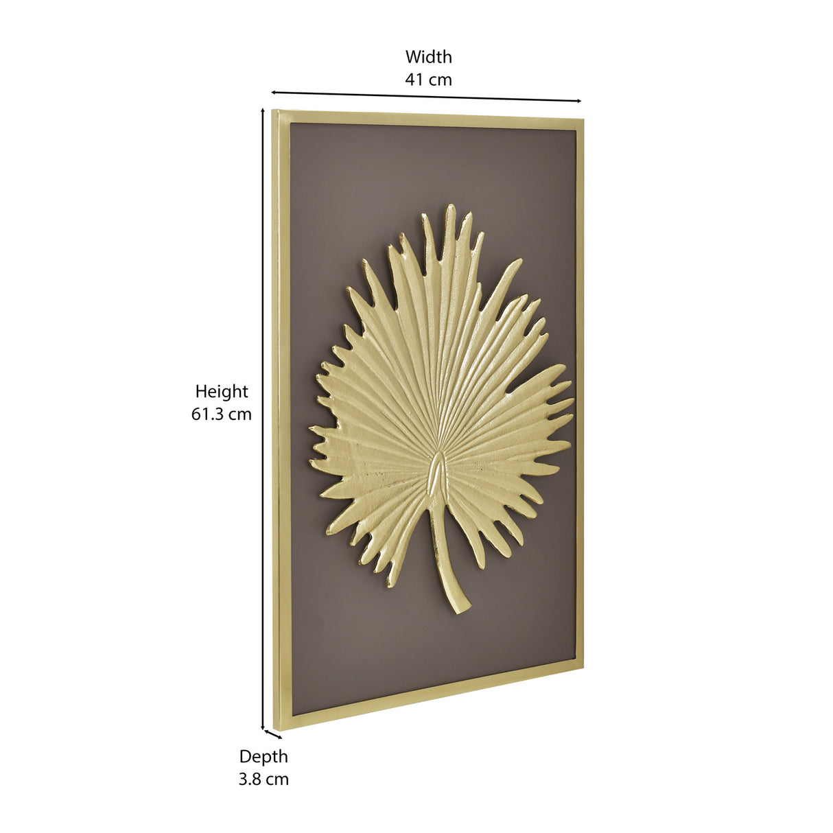 Gold and Brown pinnate leaf wall art décor with dimension in cms 2