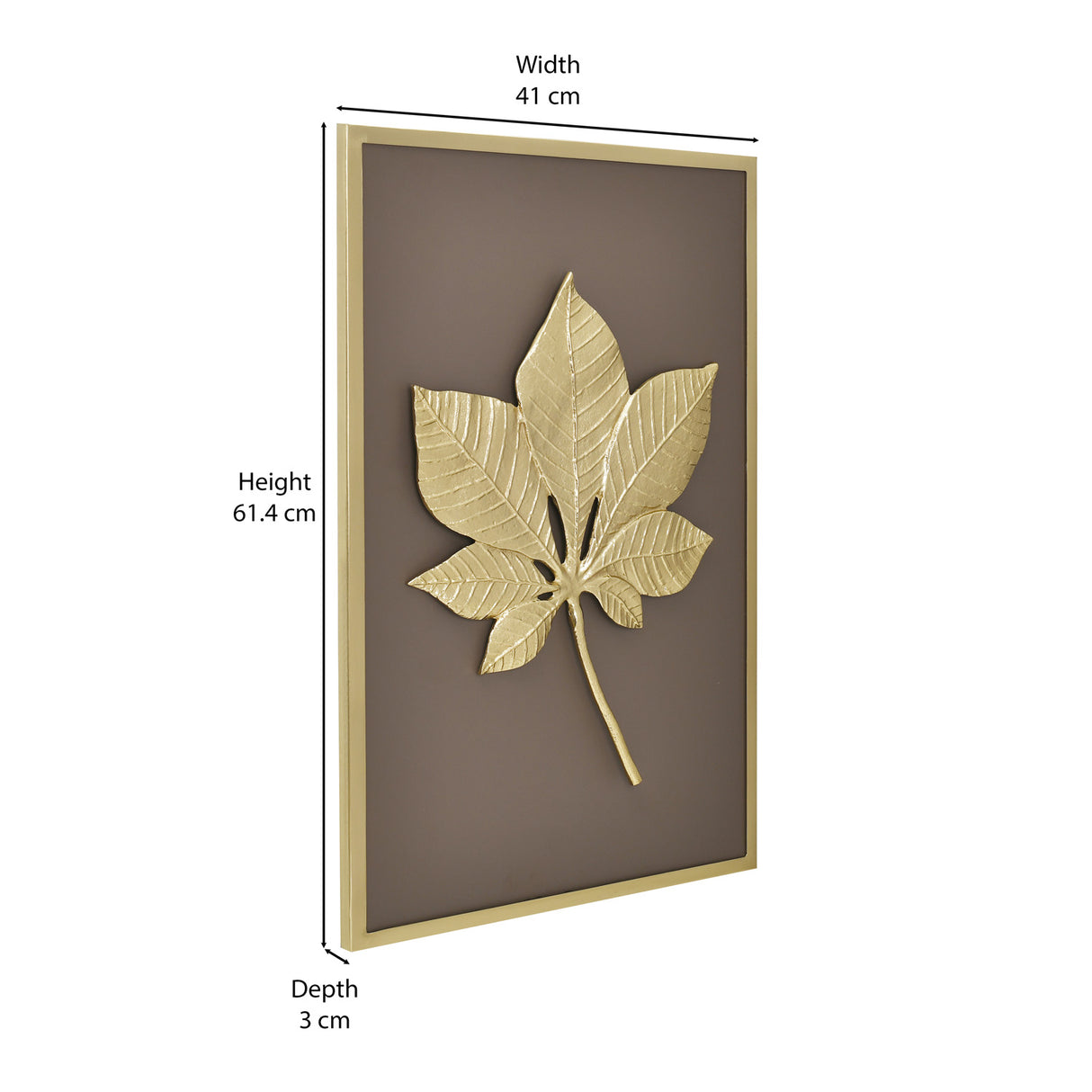 Maple Leaf Metal & MDF Wall Art (Gold & Brown)