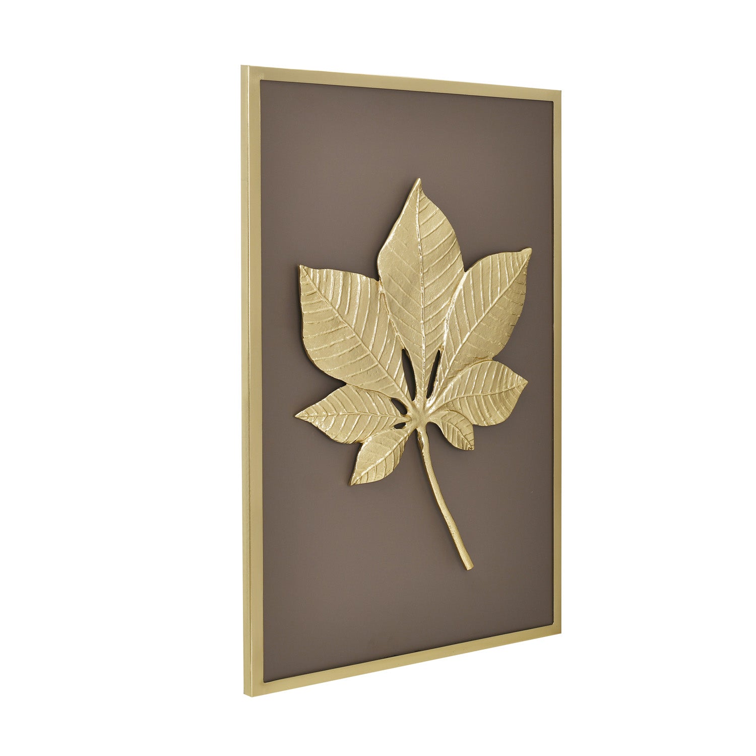 Maple Leaf Metal & MDF Wall Art (Gold & Brown)