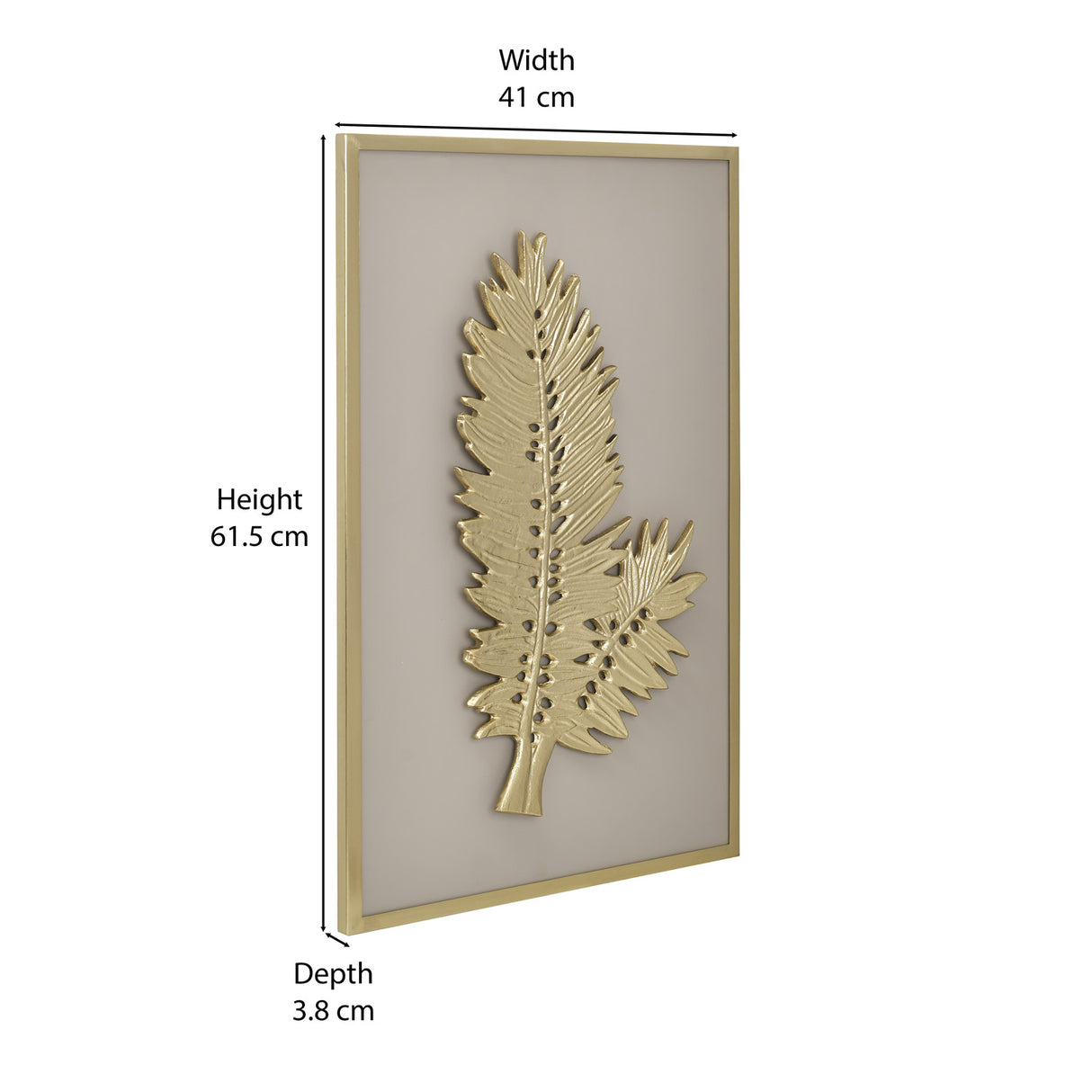 Gold pinnate leaf wall art décor with dimension in cms 2
