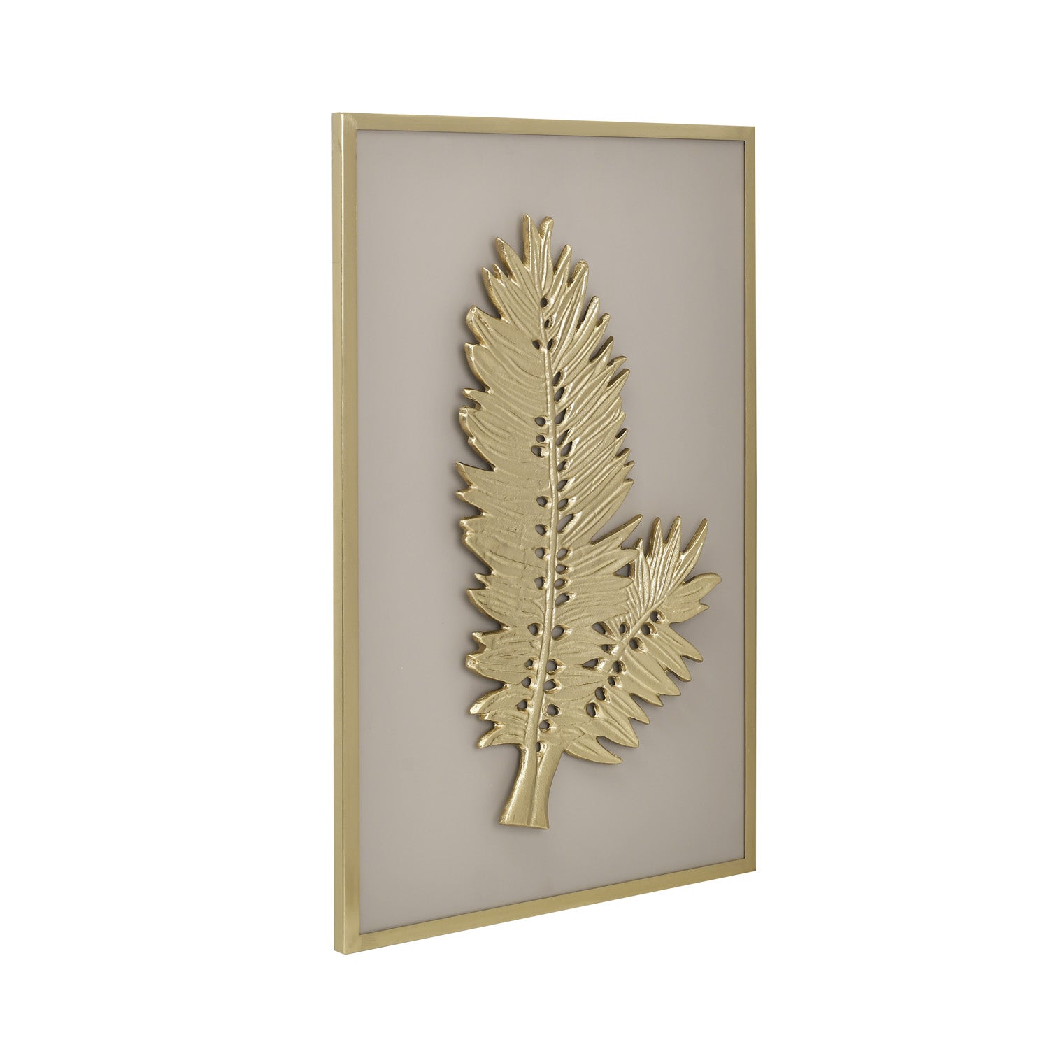 Pinnate Leaf Metal & MDF Wall Art (Gold & Peach)