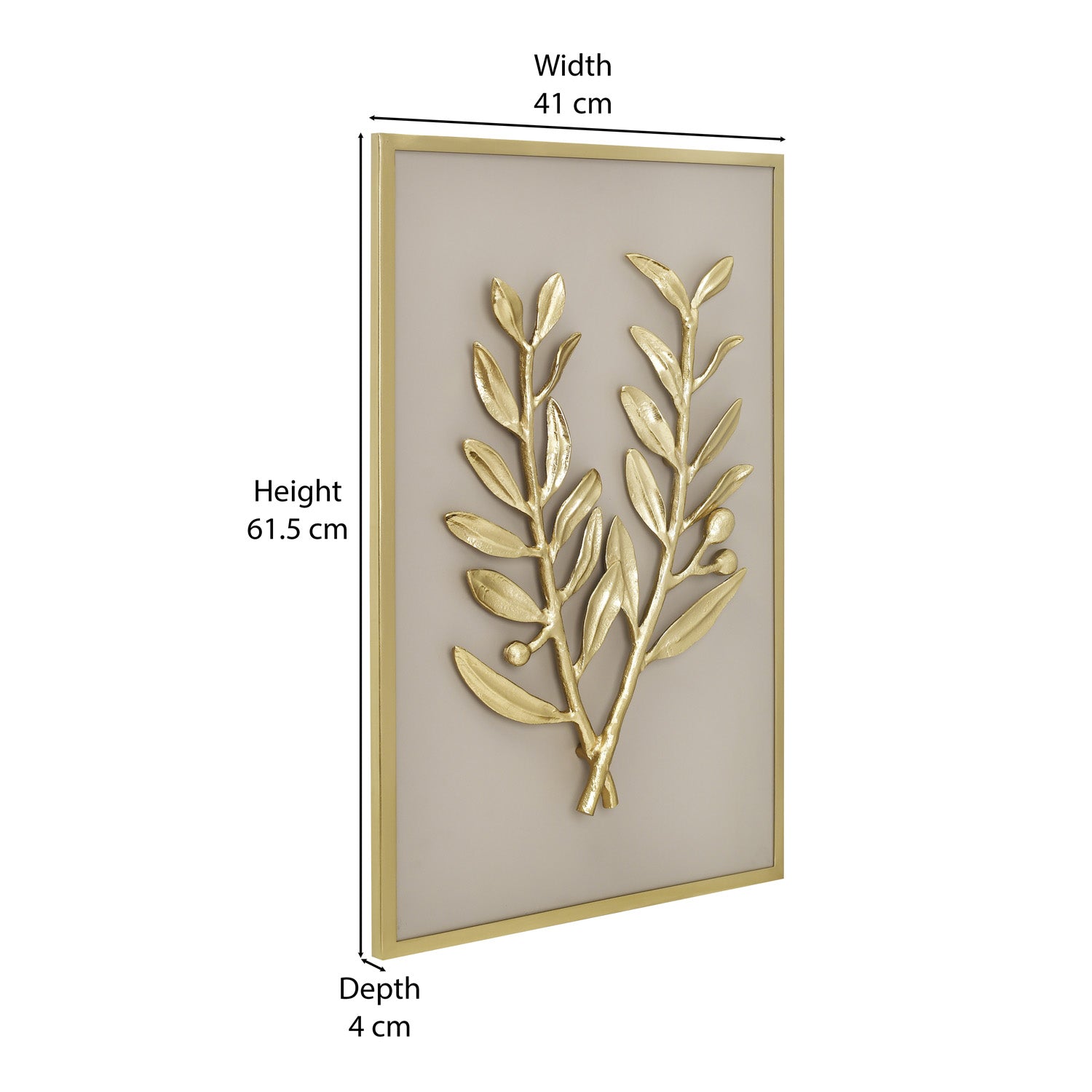 Two Branchlets Metal & MDF Wall Art (Cream & Gold)