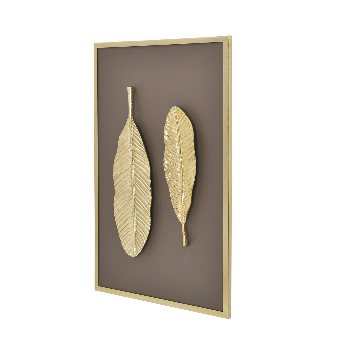 Two Leaves Metal & MDF Wall Art (Gold & Brown) left side view 2
