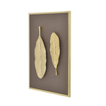 Two Leaves Metal & MDF Wall Art (Gold & Brown)