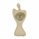 Abstract Human Holding Crystal Sphere Small Polyresin Showpiece- Sand Brown