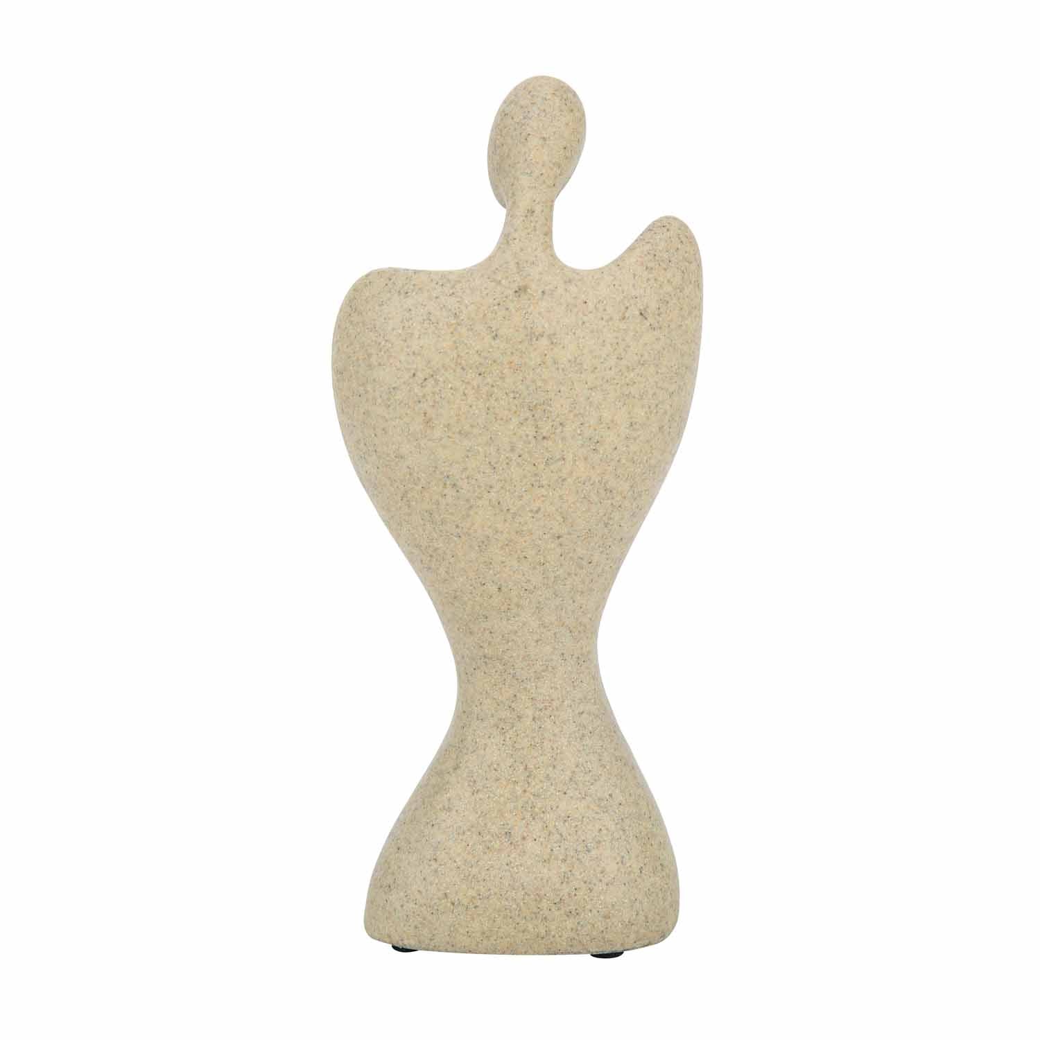 Abstract Human Holding Crystal Sphere Small Polyresin Showpiece- Sand Brown