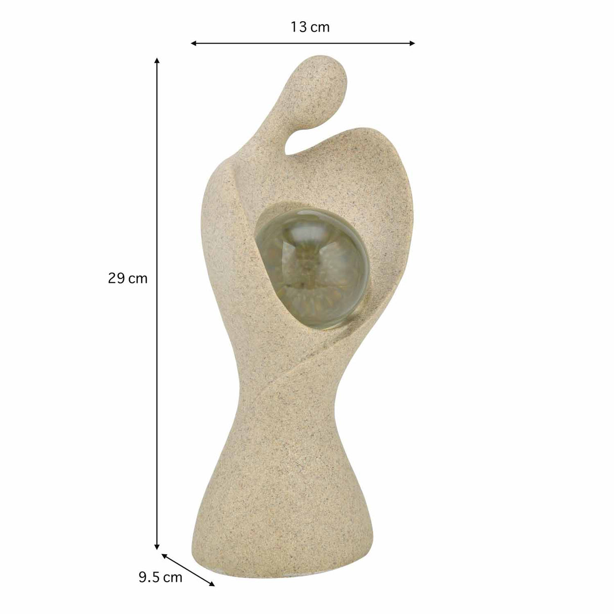 Abstract Human Holding Crystal Sphere Large Polyresin Showpiece- Sand Brown