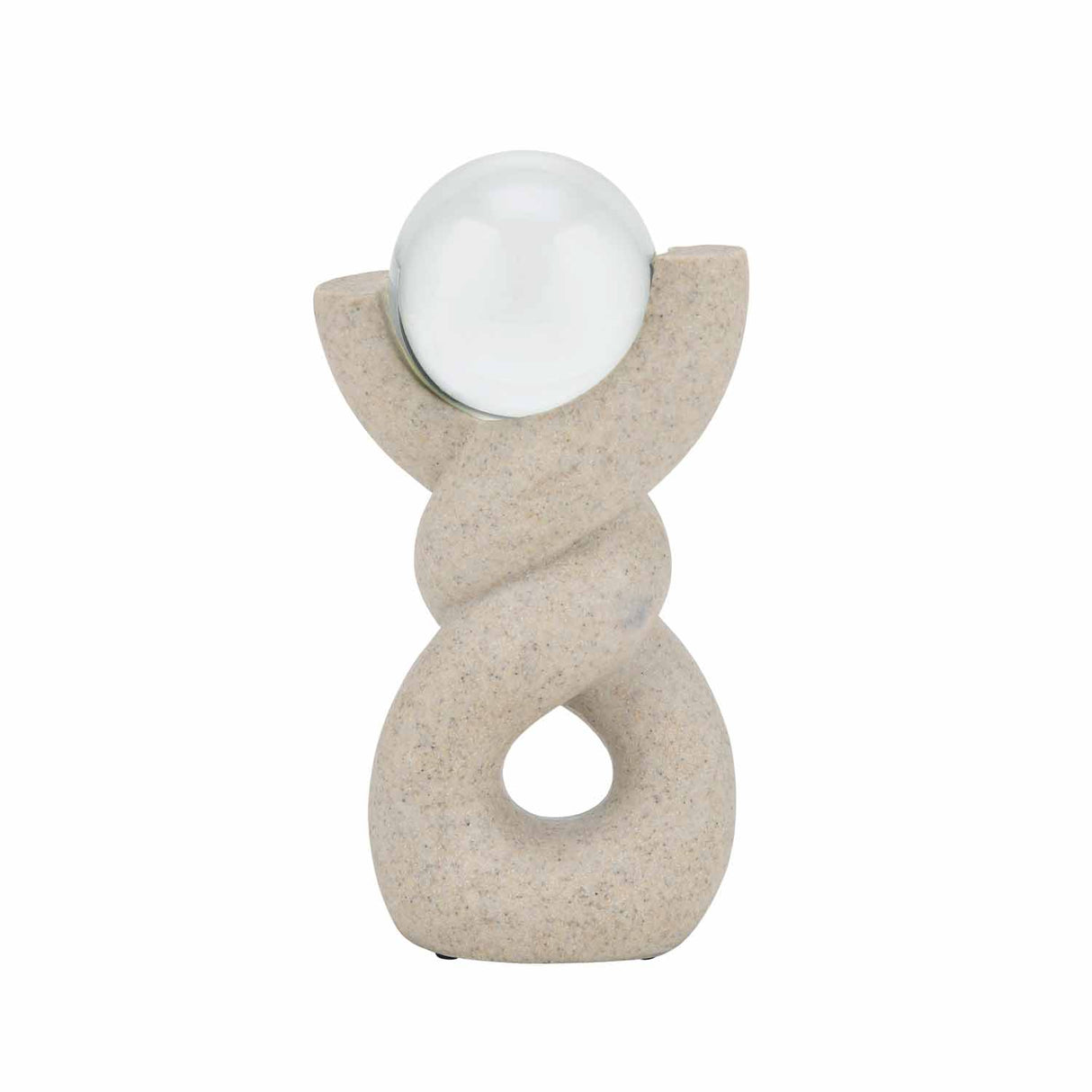 Swirl with Crystal Sphere Decorative Polyresin Showpiece- Sand Brown