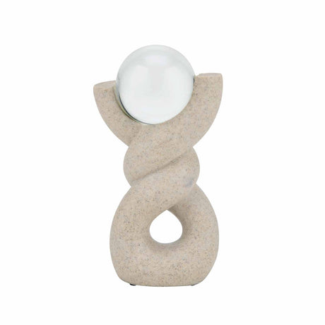 Swirl with Crystal Sphere Decorative Polyresin Showpiece- Sand Brown