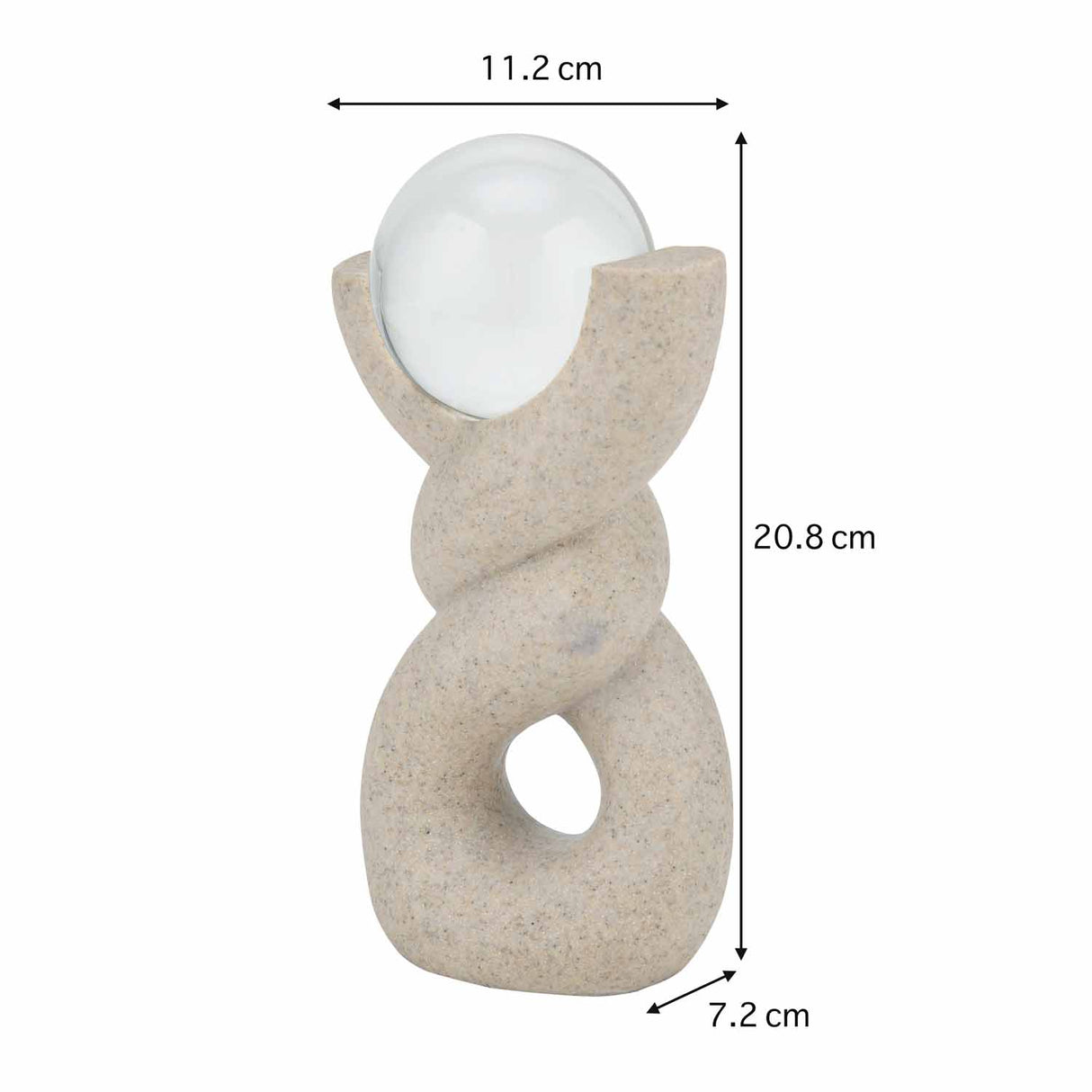 Swirl with Crystal Sphere Decorative Polyresin Showpiece- Sand Brown