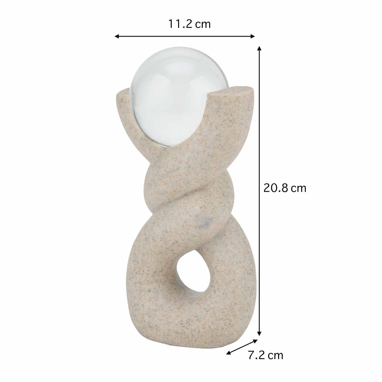 Swirl with Crystal Sphere Decorative Polyresin Showpiece- Sand Brown