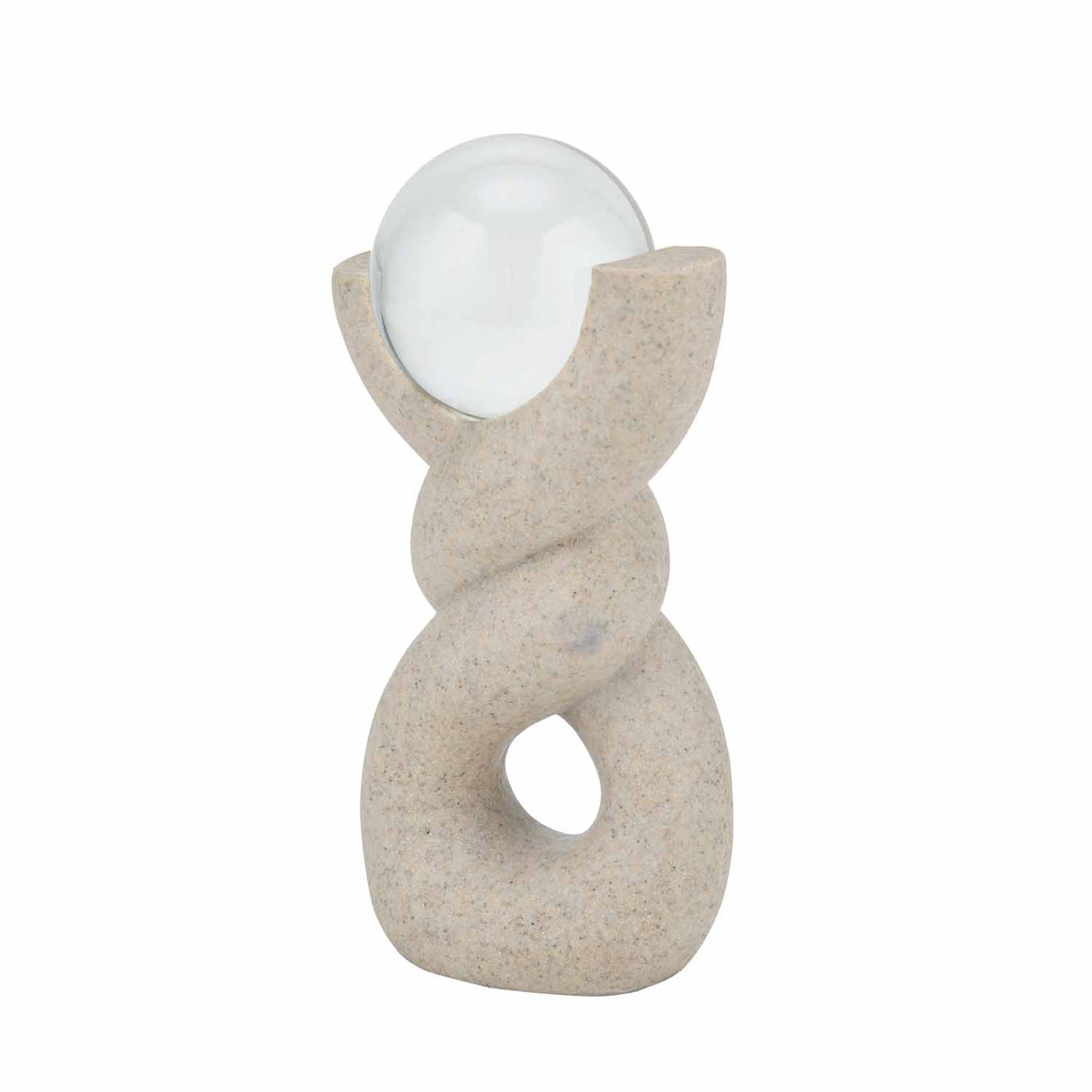 Swirl with Crystal Sphere Decorative Polyresin Showpiece- Sand Brown