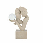 Abstract Couple Holding Crystal Sphere Decorative Polyresin Showpiece- Sand Brown