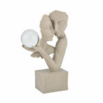 Abstract Couple Holding Crystal Sphere Decorative Polyresin Showpiece- Sand Brown