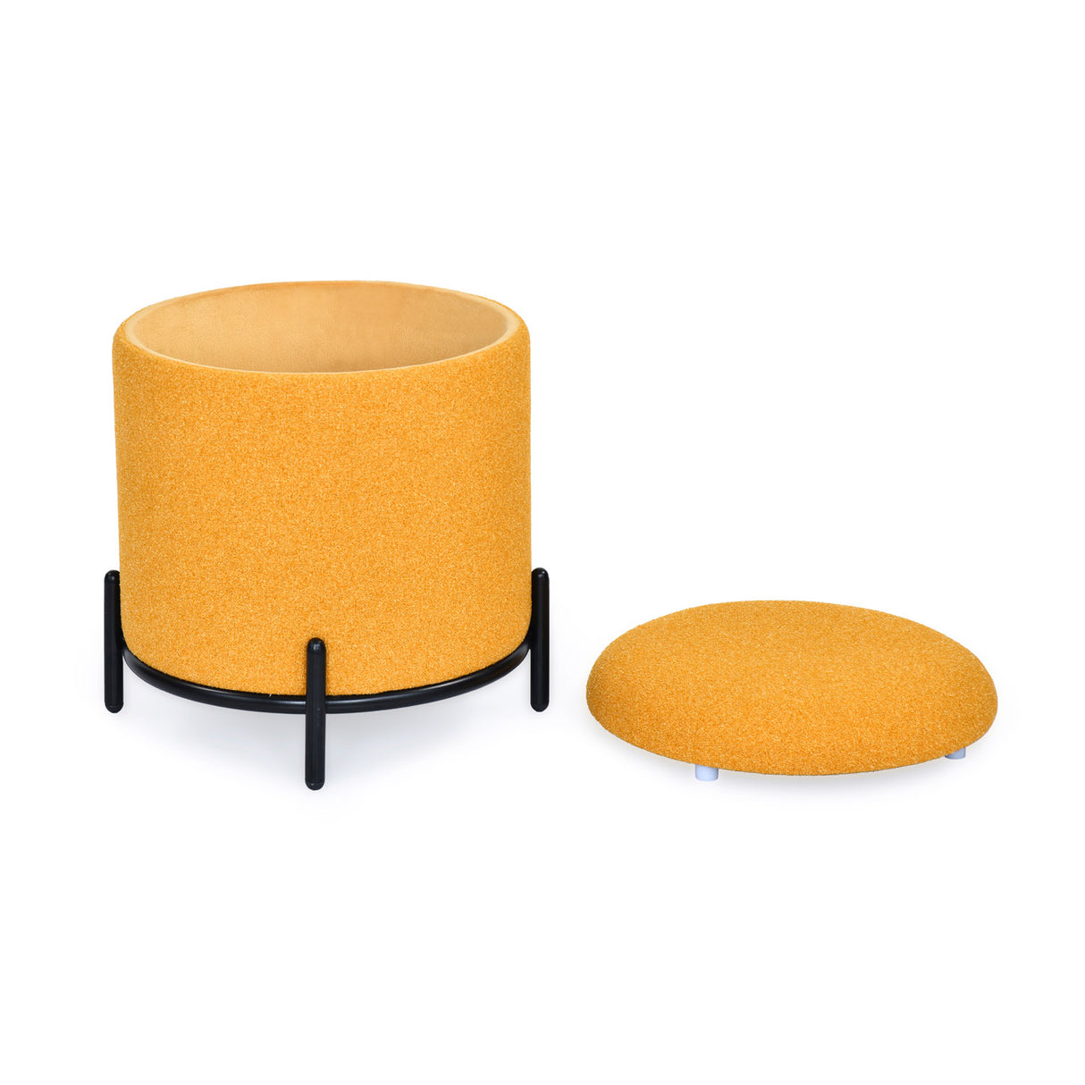 Volga Ottoman with Storage and Metal Base(Yellow)
