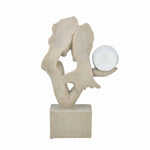 Abstract Couple Holding Crystal Sphere Decorative Polyresin Showpiece- Sand Brown
