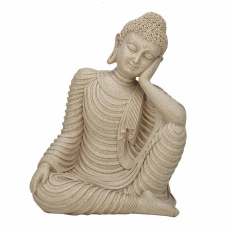 Thinking Buddha Decorative Polyresin Showpiece- Sand Brown