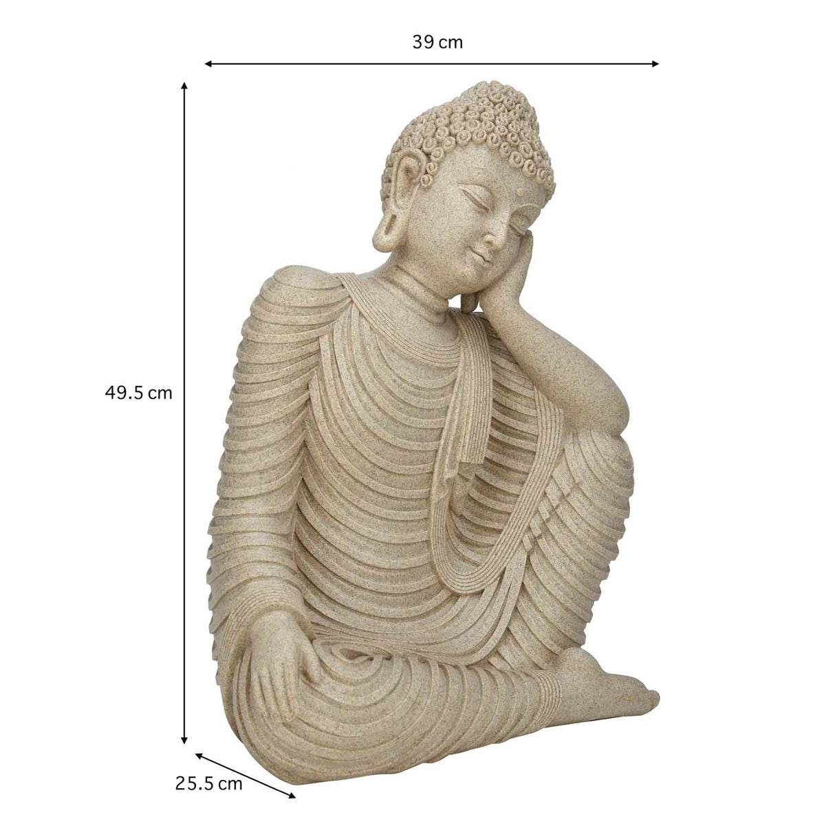 Thinking Buddha Decorative Polyresin Showpiece- Sand Brown