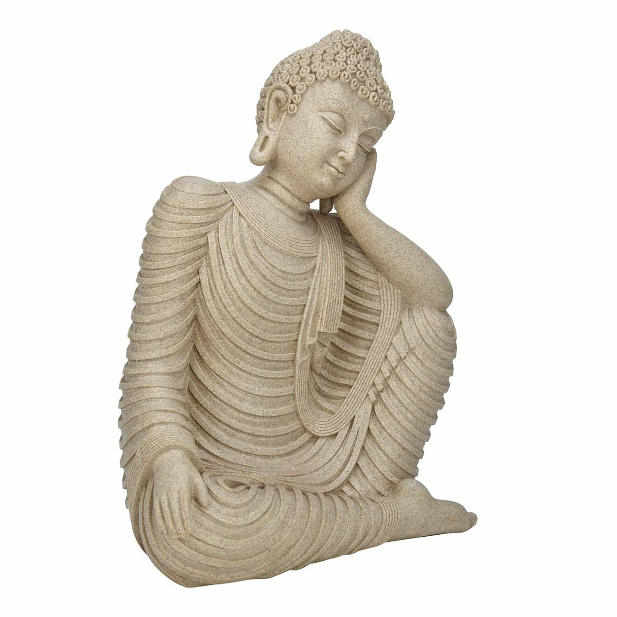 Thinking Buddha Decorative Polyresin Showpiece- Sand Brown