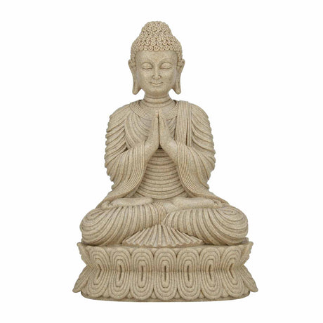 Anjali Mudra Buddha Decorative Polyresin Showpiece- Sand Brown