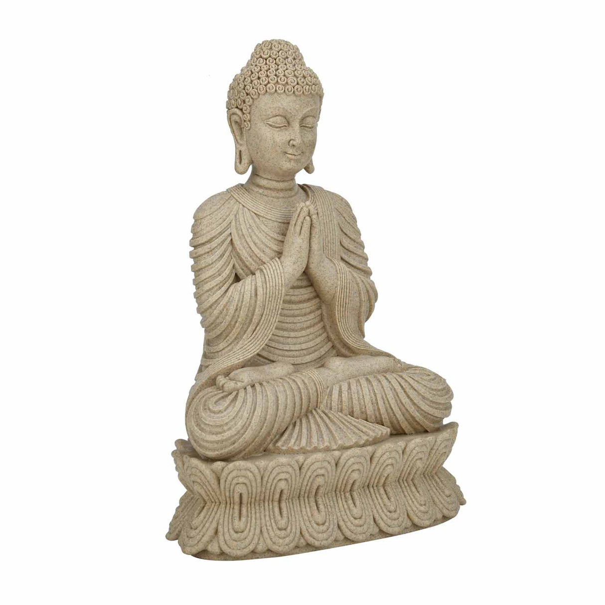 Anjali Mudra Buddha Decorative Polyresin Showpiece- Sand Brown