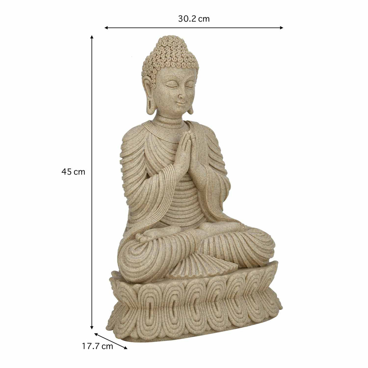 Anjali Mudra Buddha Decorative Polyresin Showpiece- Sand Brown
