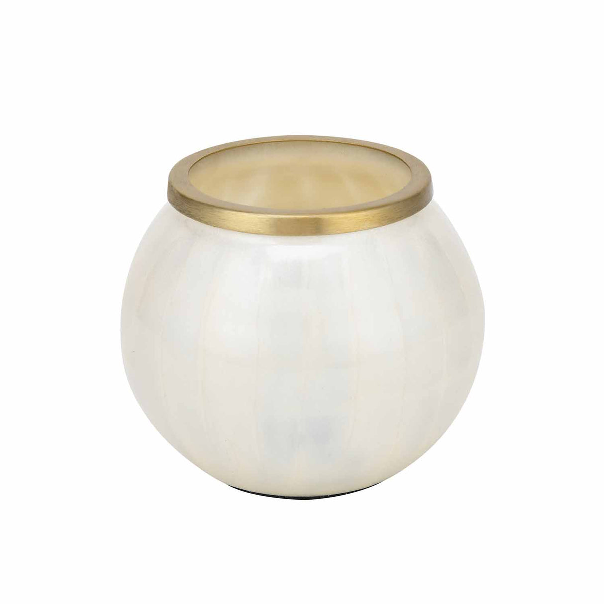 Rim Glass Decorative Votive- Cream and Gold