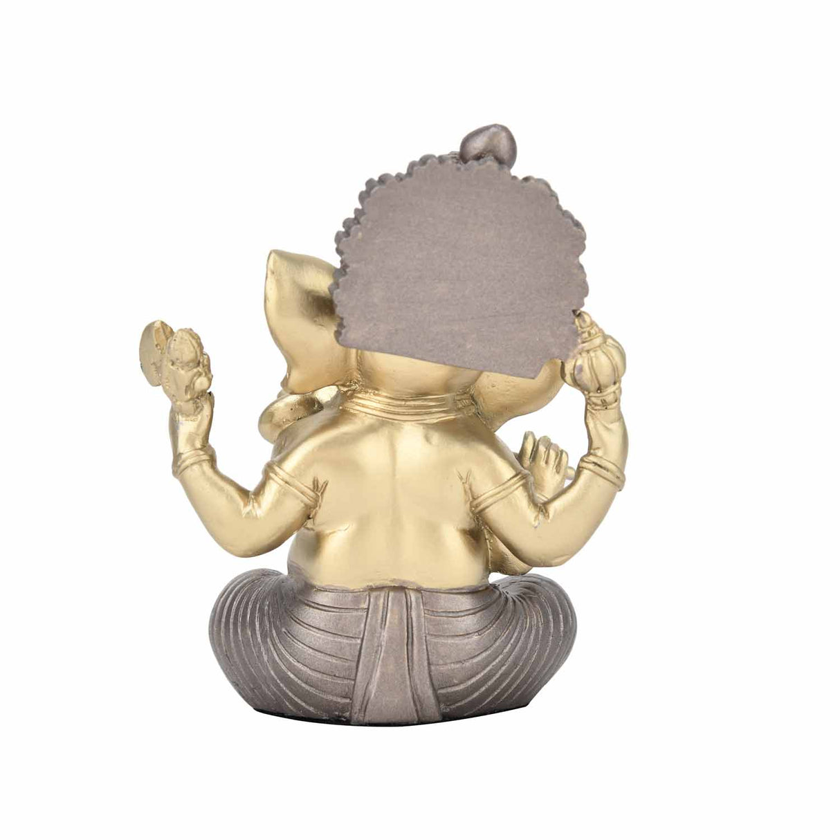 Ganesha Playing Flute Decorative Polyresin Showpiece- Gold and Silver
