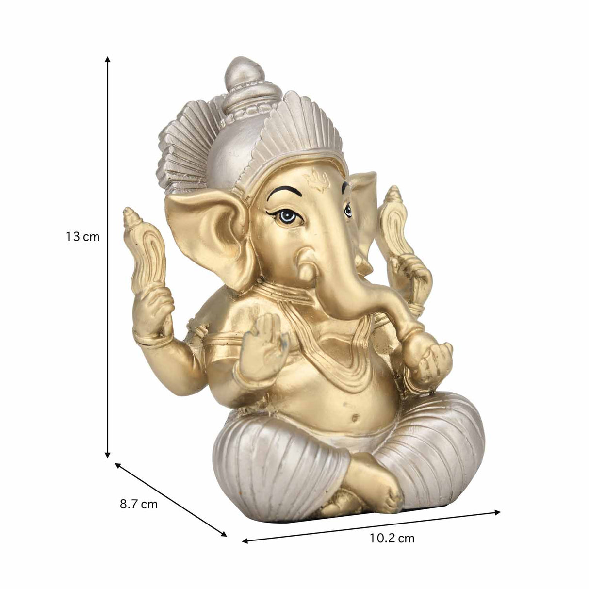 Ekdanta Ganesha Decorative Polyresin Showpiece- Gold and Silver