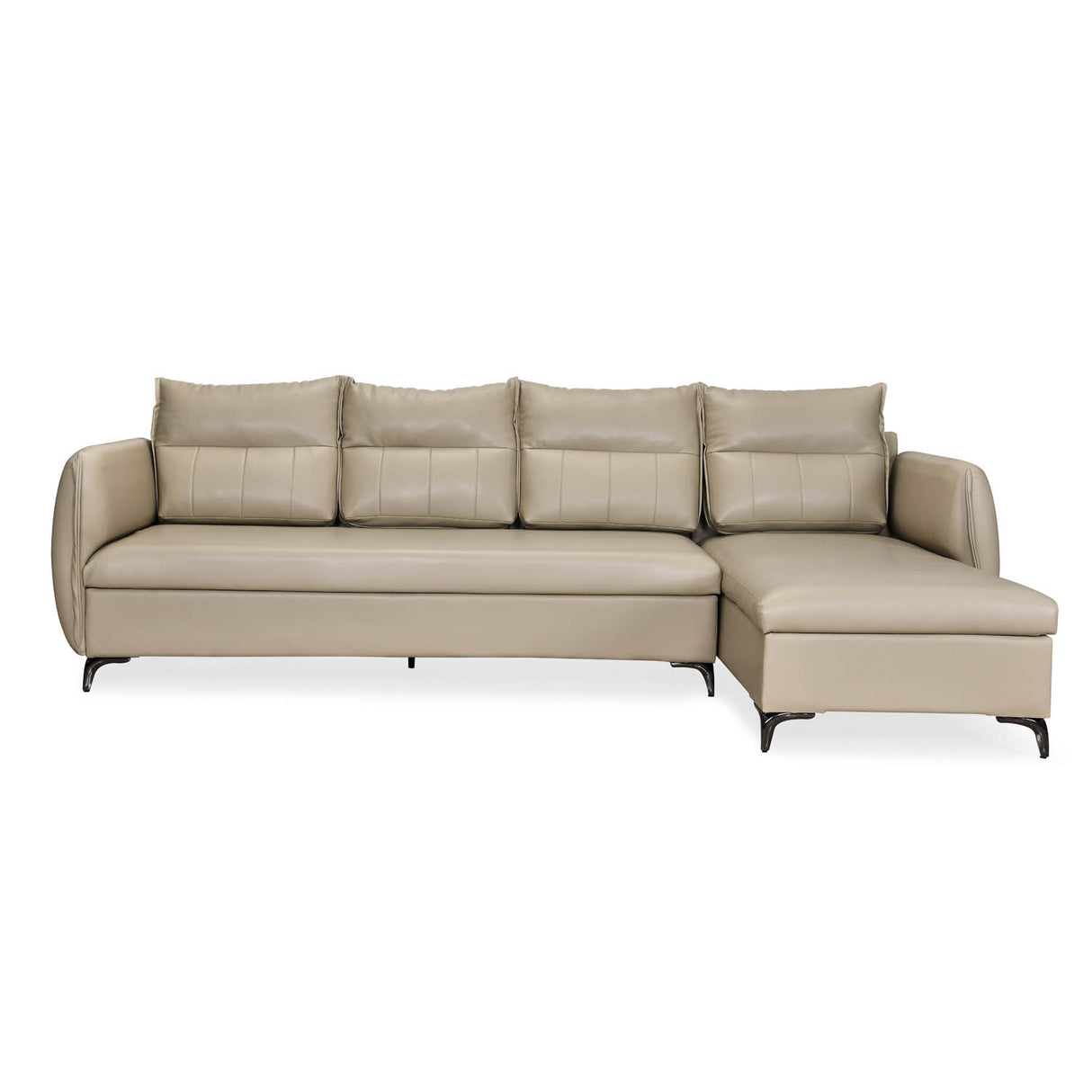 Infinia 4 Seater Leatherette Sofa with Left Lounger- Beige