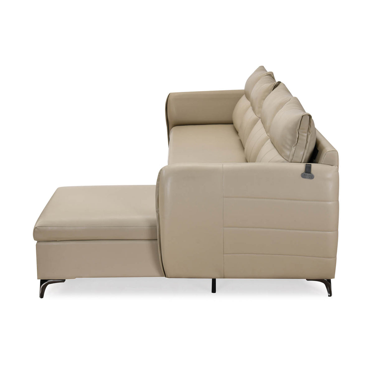 Infinia 4 Seater Leatherette Sofa with Left Lounger- Beige
