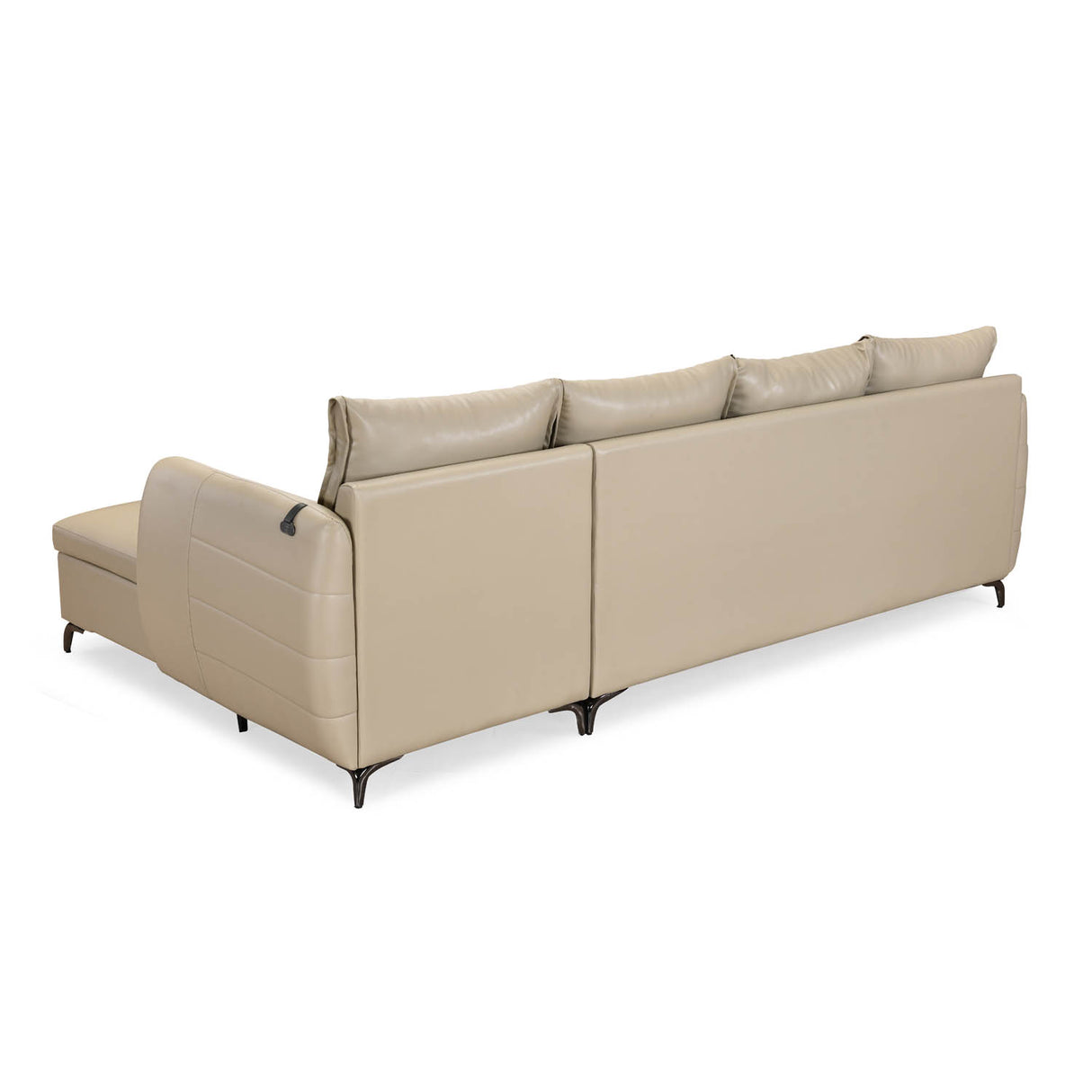 Infinia 4 Seater Leatherette Sofa with Left Lounger- Beige