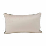 Boucle Fabric Filled Cushion - Green And Off-white