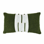 Boucle Fabric Filled Cushion - Green And Off-white