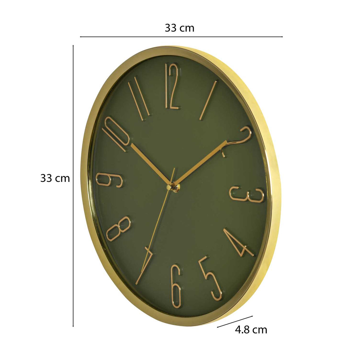 Classic Wall Clock- Gold and Green