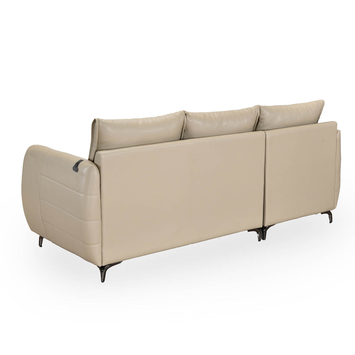 Infinia 3 Seater Leatherette Sofa with Right Lounger- Beige