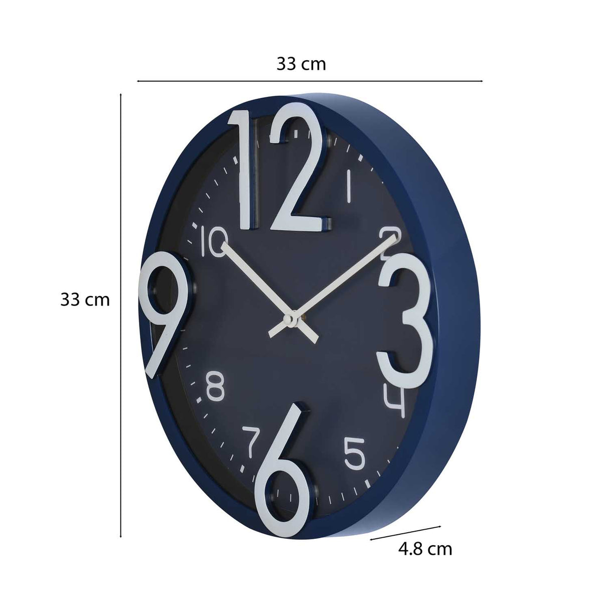 Wall Clock with Big Numbers- Blue