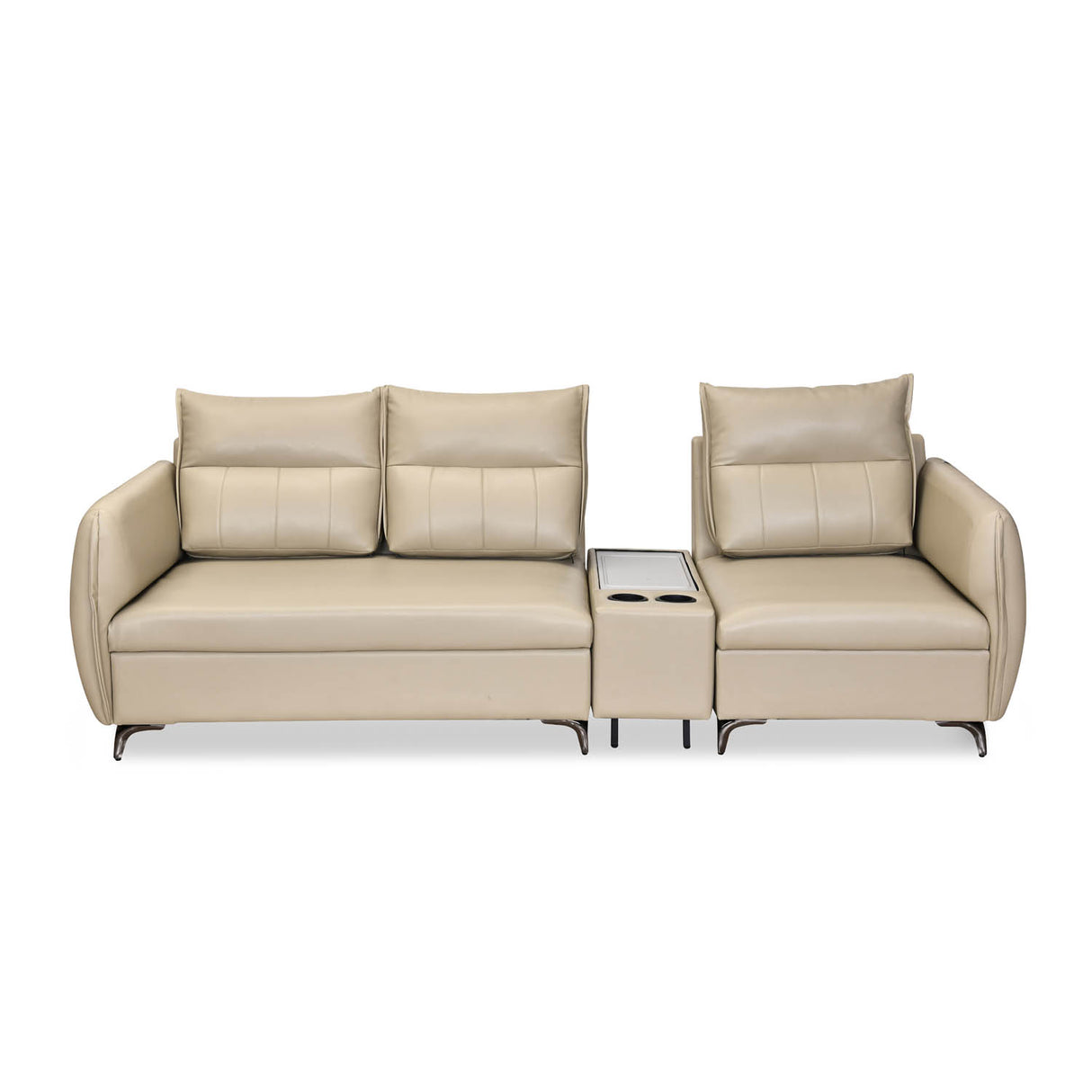 Infinia 2+1 Seater Leatherette Sofa Set with Rectangle Console- Beige