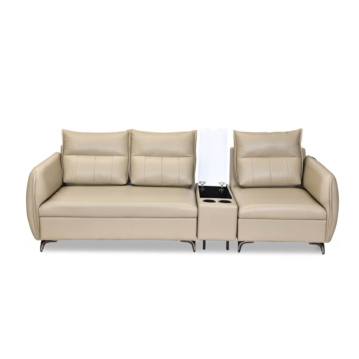 Infinia 2+1 Seater Leatherette Sofa Set with Rectangle Console- Beige