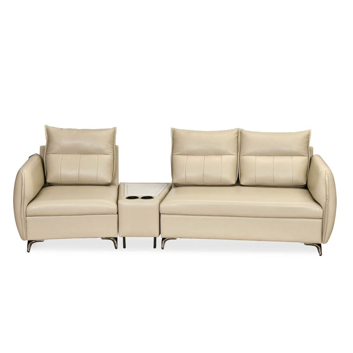 Infinia 1+2 Seater Leatherette Sofa Set with Triangle Console- Beige