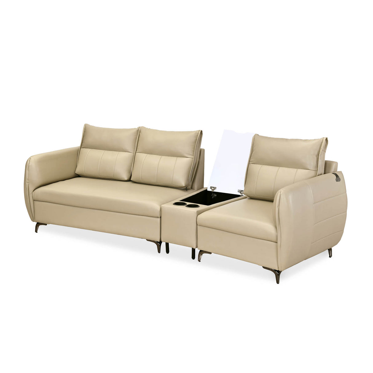Infinia 2+1 Seater Leatherette Sofa Set with Triangle Console- Beige